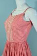 Vintage 60s Red Check + Lace Summer Day Dress XS Discount