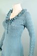 Vintage 60s Mod Knit Crochet Mini Dress, Ruffle Blue Dress XS Online Sale