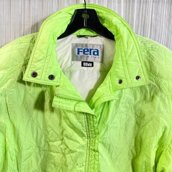 Vintage Fera Neon Green Down Filled Ski Puffer Jacket SZ 12 For Sale