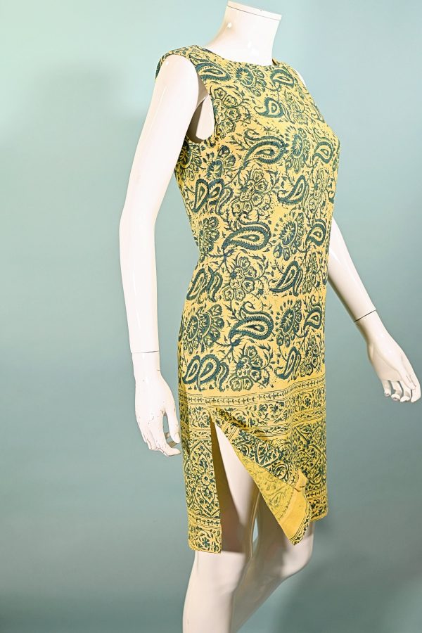 VTG 60s Indian Block Print Mini Dress, Hippie Dress from Western Costume XS S For Sale