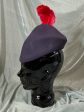 Vintage 40s Navy Wool Felt + Red Feather Tilt Hat S Hot on Sale