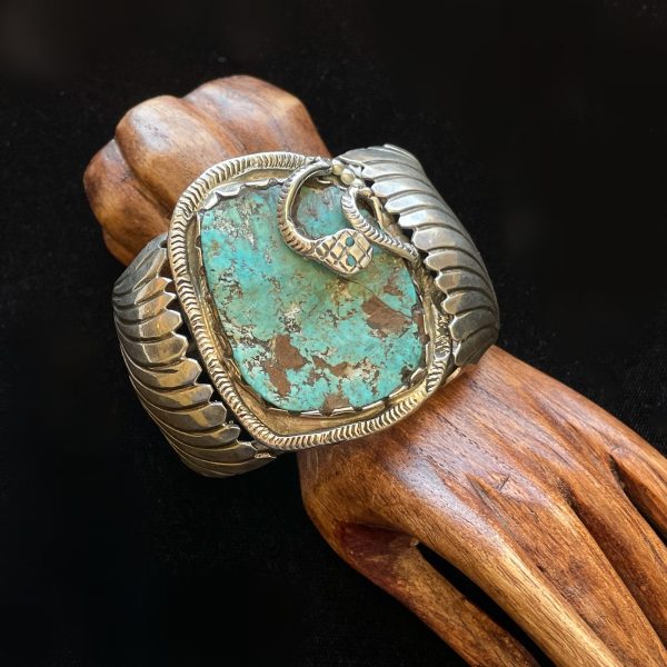 Dan Simplicio Sterling Turquoise Snake Statement Cuff Bracelet Hot on Sale