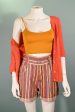 Vintage 60s Mod Orange V Neck Short Sleeve Long Top S on Sale