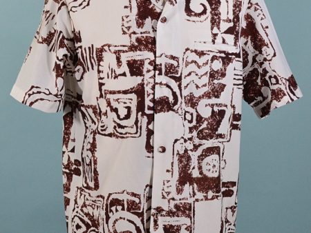 Sears Hawaiian Fashions, Vintage Hawaiian Aloha Tiki Shirt, Loop Collar Polyester M Fashion