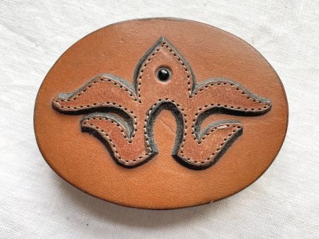 Vintage Handmade Leather Belt Buckle, Unworn Southwestern Buckle For Cheap