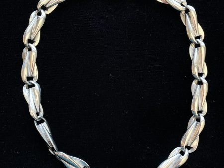 Vintage 50s 60s Silver Link Modernist Choker Necklace, Silver Tone Costume Jewelry For Discount