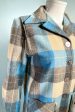 Vintage 40s 50s Wool 49er Jacket, Blue Cream Grey Plaid XS P Online now