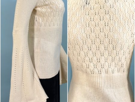 SOLD Express Vintage 90s Cream Merino Wool Sweater, Huge Bell Sleeves XS S Online