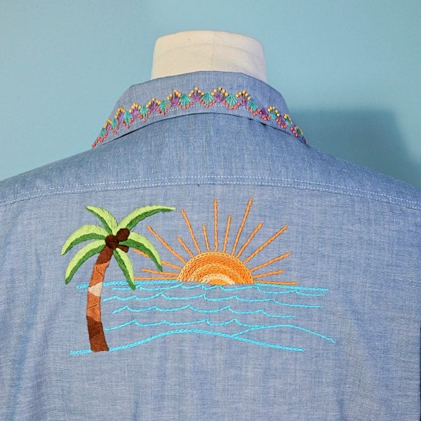 Vintage 60s 70s Embroidered Sunshine Hippie Shirt, Big Mac L XL For Discount