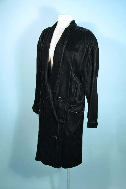 Vintage 80s Norma Kamali Black Velvet Coat SZ L Online now