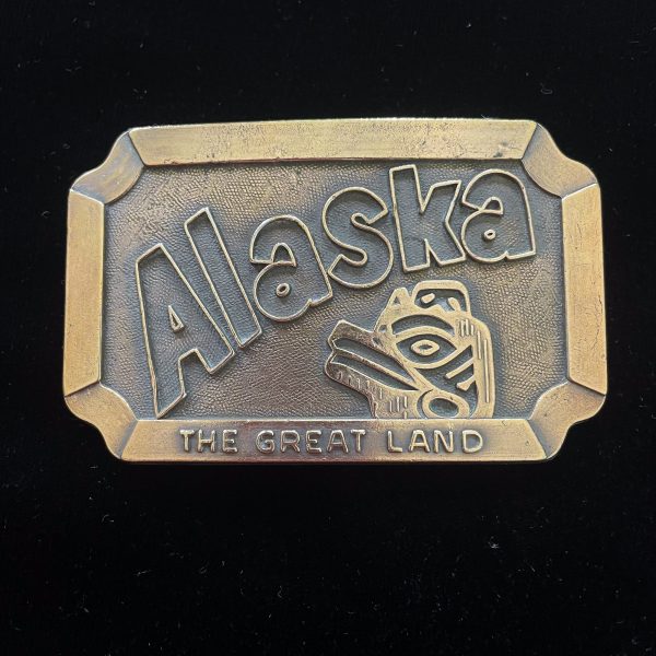 Vintage Alaska Brass Belt Buckle, The Great Land Discount