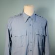 Vintage Blue Uniform Military Police Safari Style Shirt, Epaulets Costume Prop L XL Online Hot Sale