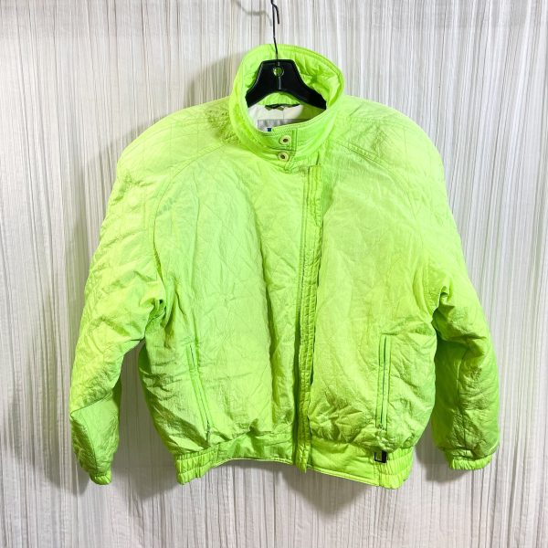 Vintage Fera Neon Green Down Filled Ski Puffer Jacket SZ 12 For Sale