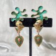 Vintage Casa Maya Maize God Drop Earrings, Brass Copper Enamel Screw Back Earrings For Cheap