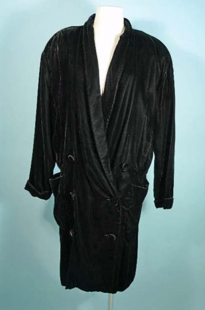 Vintage 80s Norma Kamali Black Velvet Coat SZ L Online now