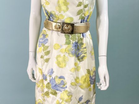 Vintage 60s Floral Print Wiggle Dress, Sleeveless Summer Dress S Fashion