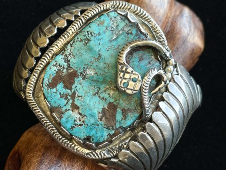 Dan Simplicio Sterling Turquoise Snake Statement Cuff Bracelet Hot on Sale