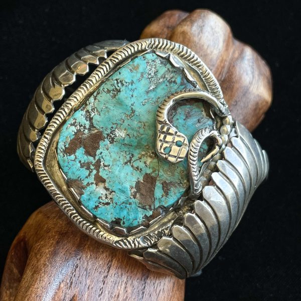 Dan Simplicio Sterling Turquoise Snake Statement Cuff Bracelet Hot on Sale