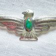 Vintage Sterling Silver Turquoise Thunderbird Brooch, Fred Harvey Era Pin For Cheap