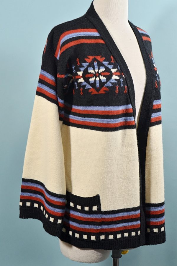 Vintage 70s Southwestern Cardigan, Indian Blanket Pattern Sweater M Online Hot Sale