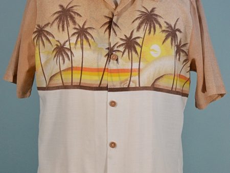 Vintage 70s Hawaiian Aloha Shirt, Palm Trees Aloha Shirt, California Surfer Shirt L Online Hot Sale