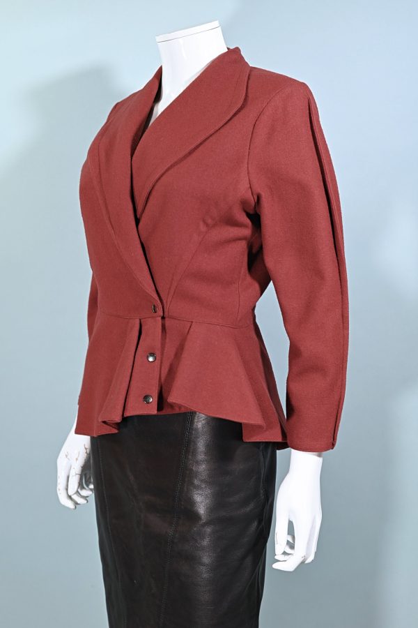 Vintage 80s Ferre Groupe Rust Wool Peplum Jacket 38 Sale