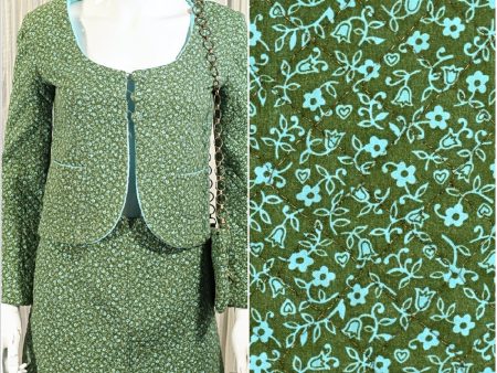 Vintage 60s Mod Floral Print Suit, + Hat Bag, 4 Piece Set SZ S XS Hot on Sale