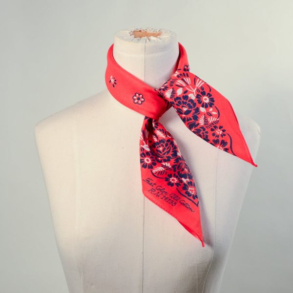 SOLD Vintage Red Blue Floral Print Bandana, Country Western Americana Neck Scarf NOS Online