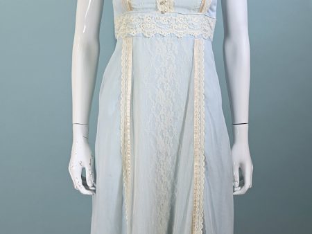 Vintage Gunne Sax Soft Blue & Lace Cottagecore Dress XS For Cheap