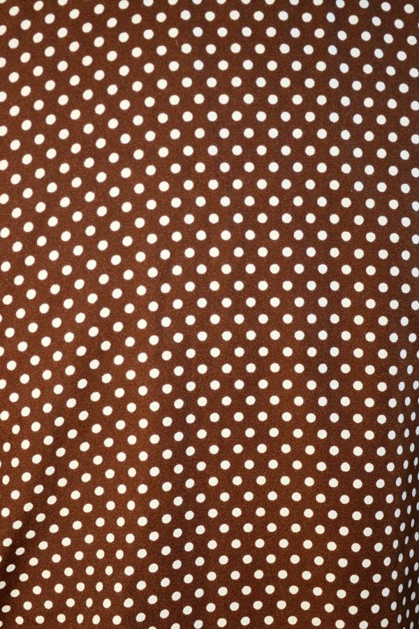 Brown Polka Dot Short Sleeve 70s Polyester Disco Shirt S Online Hot Sale