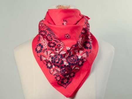 SOLD Vintage Red Blue Floral Print Bandana, Country Western Americana Neck Scarf NOS Online