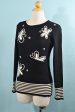 Vintage 60s Mod Hippie Butterfly Embroidered Pullover Sweater XS S Online