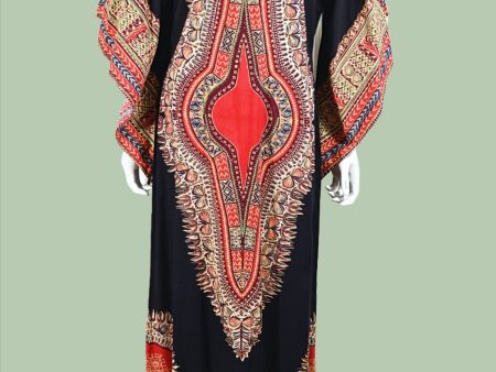 Vintage 60s Caftan Bohemian Hippie Dress Loungewear, Block Print from Pakistan S Discount