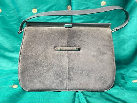 Vintage 60s 70s Gray Simulated Suede Leather Handbag, Top Handle Purse by Naturalizer Online