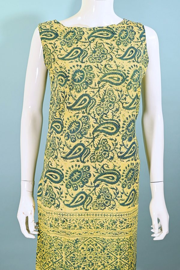 VTG 60s Indian Block Print Mini Dress, Hippie Dress from Western Costume XS S For Sale