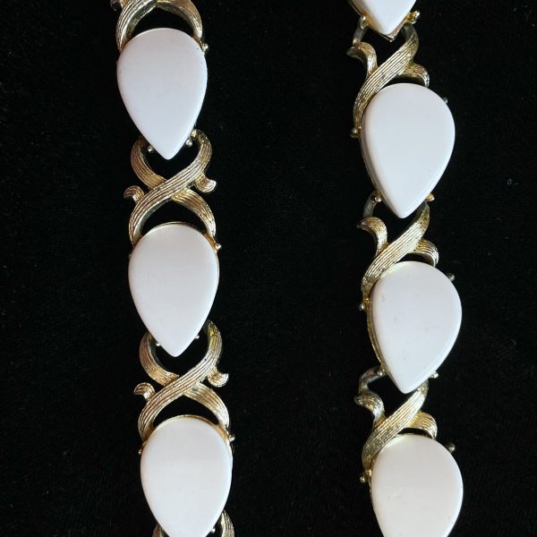 White Lucite Thermoset Demi Parure Bracelet Necklace Set, MCM Costume Jewelry Supply