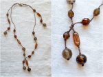 Vintage 90s Handmade Glass Crystal Bead Necklace, Hand Knotted Lariat Minimalist Necklace Fashion