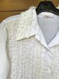 Vintage 70s White Lace Blouse Tunic, Tuxedo Style Ruffle Blouse Lady Arrow Online now