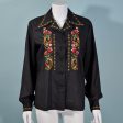 Vintage 60s Black Hand Embroidered Boho Blouse, Lily Shanghai China SZ 40 Supply