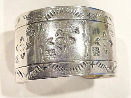 Vintage Hand Stamped Sterling Silver Children s Cuff Bracelet, Southwestern Kids Bracelet 51.8 Grams Online Sale