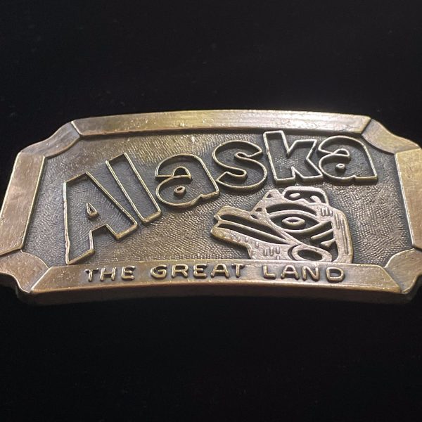 Vintage Alaska Brass Belt Buckle, The Great Land Discount