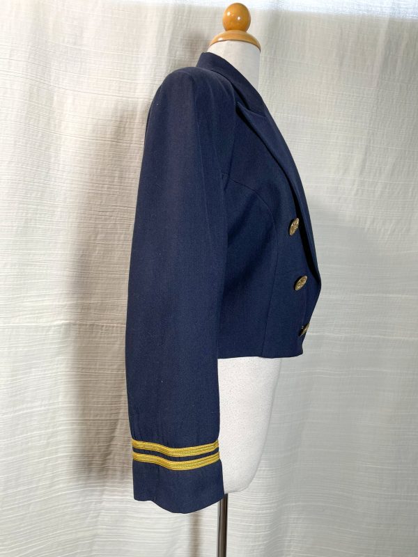 Vintage 80s Christian Dior Cropped Military Style Navy Blazer, Relaxed Fit 4 Online Sale