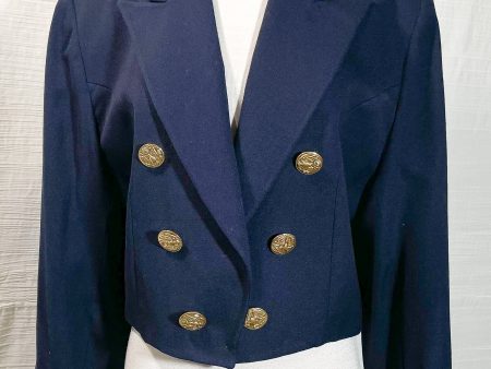 Vintage 80s Christian Dior Cropped Military Style Navy Blazer, Relaxed Fit 4 Online Sale