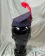 Vintage 40s Navy Wool Felt + Red Feather Tilt Hat S Hot on Sale