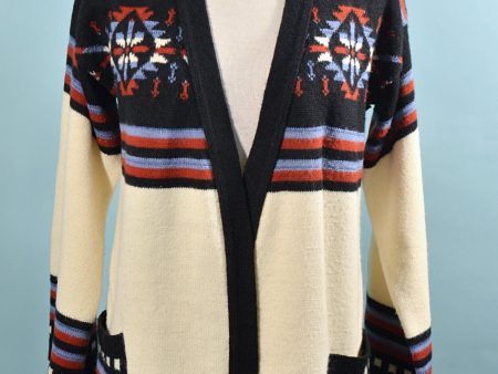 Vintage 70s Southwestern Cardigan, Indian Blanket Pattern Sweater M Online Hot Sale