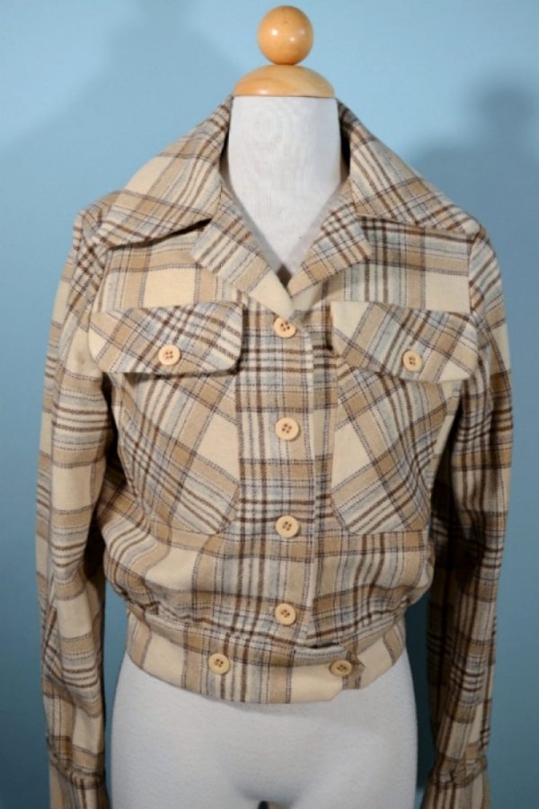 Trousers Up 70s Wool Plaid Bomber Jacket M For Sale