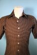 Brown Polka Dot Short Sleeve 70s Polyester Disco Shirt S Online Hot Sale