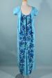 Vintage Beautiful Blue 50s Hawaiian Maxi Dress, Watteau Pleated Party Dress XXS Online now