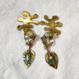 Vintage Casa Maya Maize God Drop Earrings, Brass Copper Enamel Screw Back Earrings For Cheap