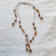 Vintage 90s Handmade Glass Crystal Bead Necklace, Hand Knotted Lariat Minimalist Necklace Fashion